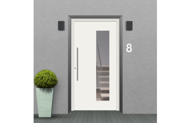 Aluminum front door traffic white