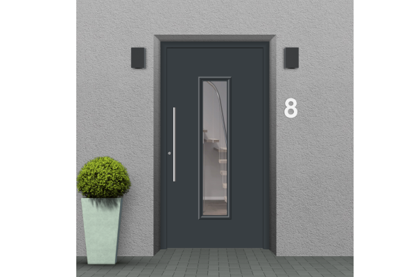 Wood front door anthracite gray