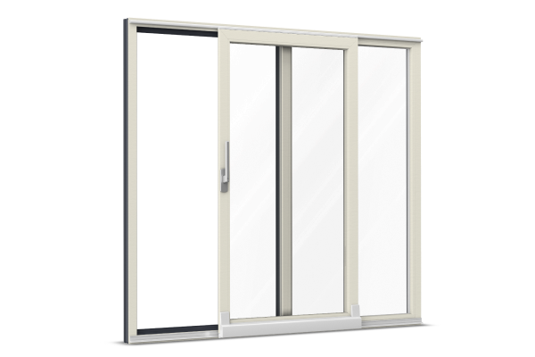 Alu-clad vinyl tilt-and-slide door wood-texture beige